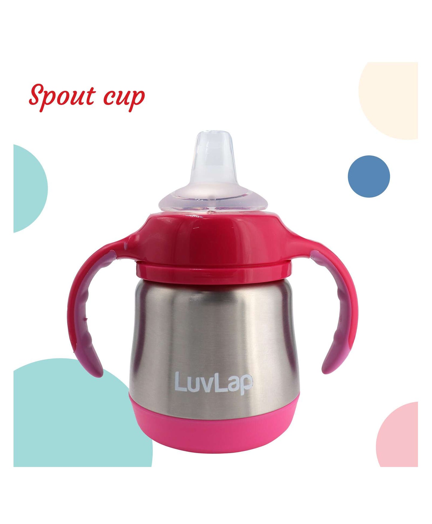 LuvLap 3 in 1 Steel Baby Bottle Cum Sipper Made Of SS304 Steel Rust Free Stainless Steel Pink - 240 m