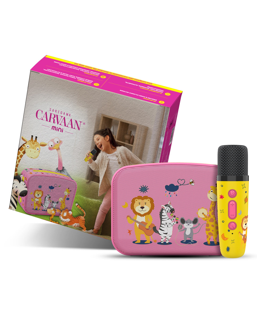 Saregama Carvaan Mini Kids Speaker with Wireless Mic - Pink & Yellow