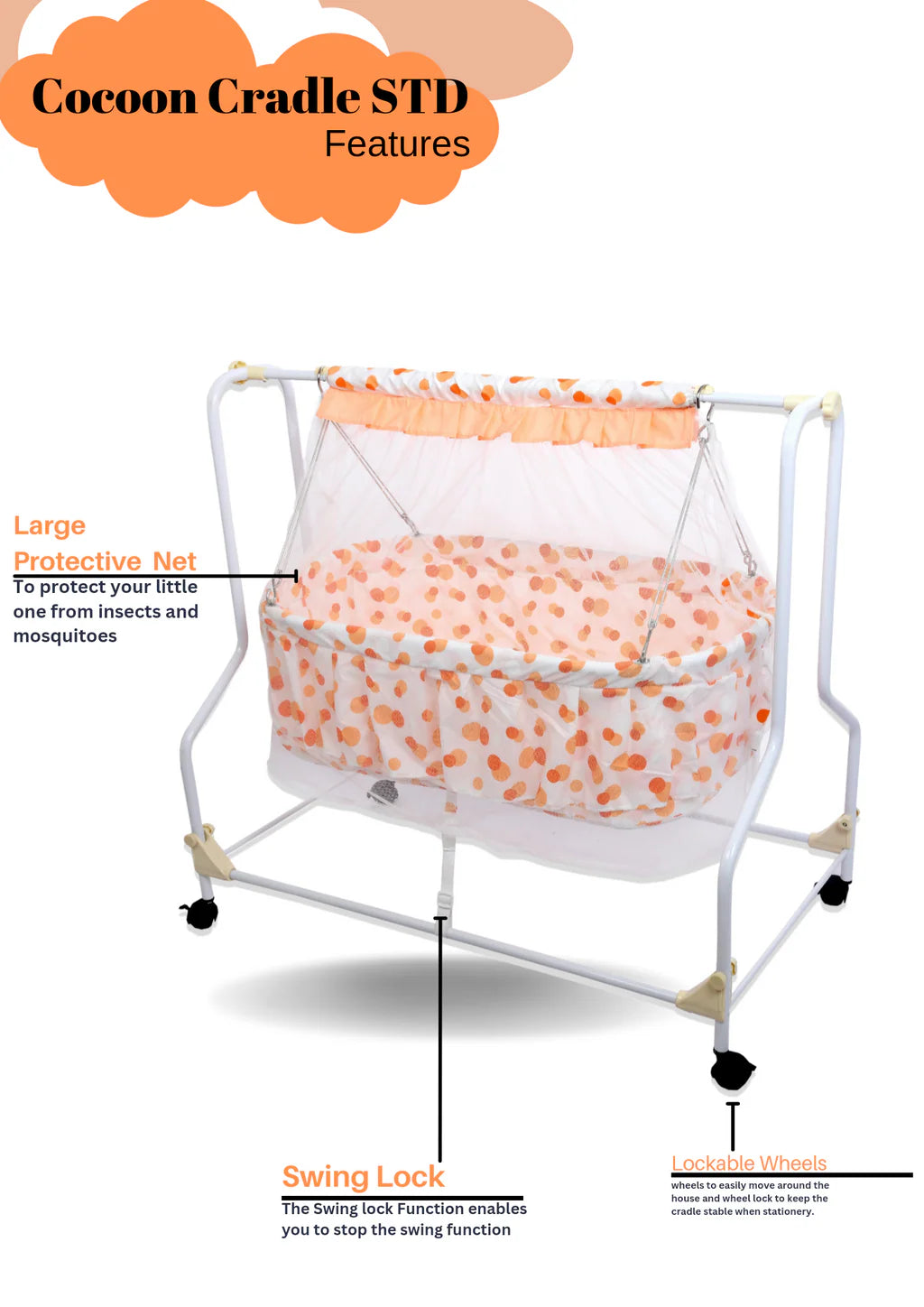 INFANTO Cocoon Baby Cradle | Palna | Jhula | Swing (Print may vary)