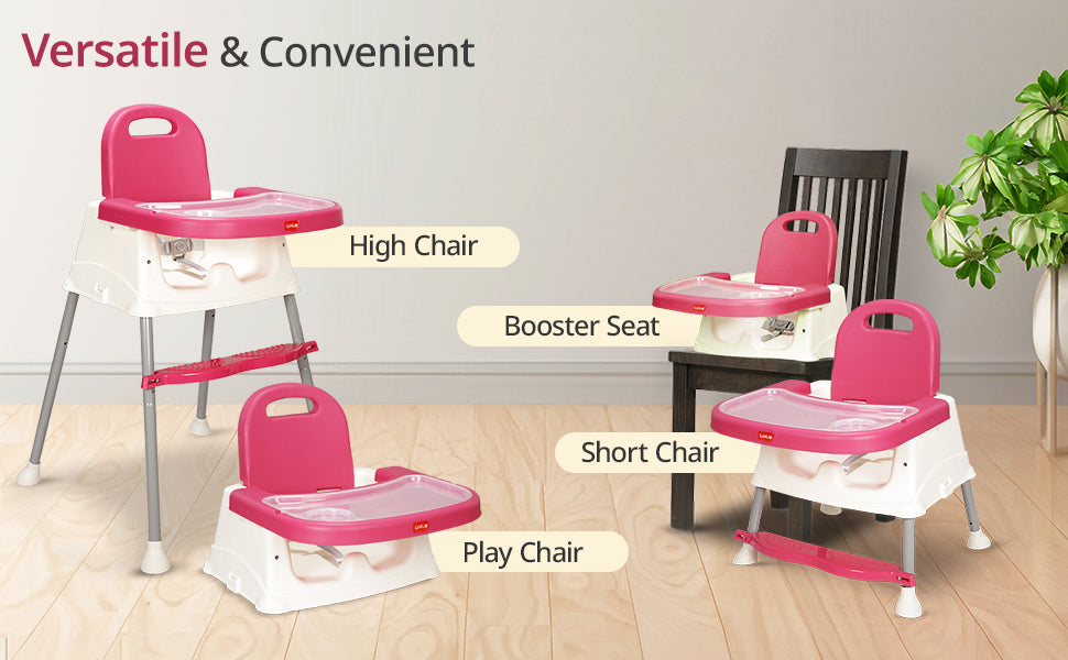 LuvLap 4 in 1 Convertible Baby High Chair with footrest, Convertible to High Chair, Low Chair, &Booster Seat,Certified as per European Standard,essential for baby feeding