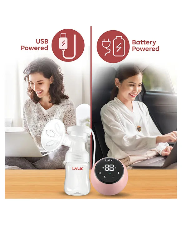 LuvLap Adore Electric Breast Pump with 2 Phase Pumping Rechargeable Battery - White