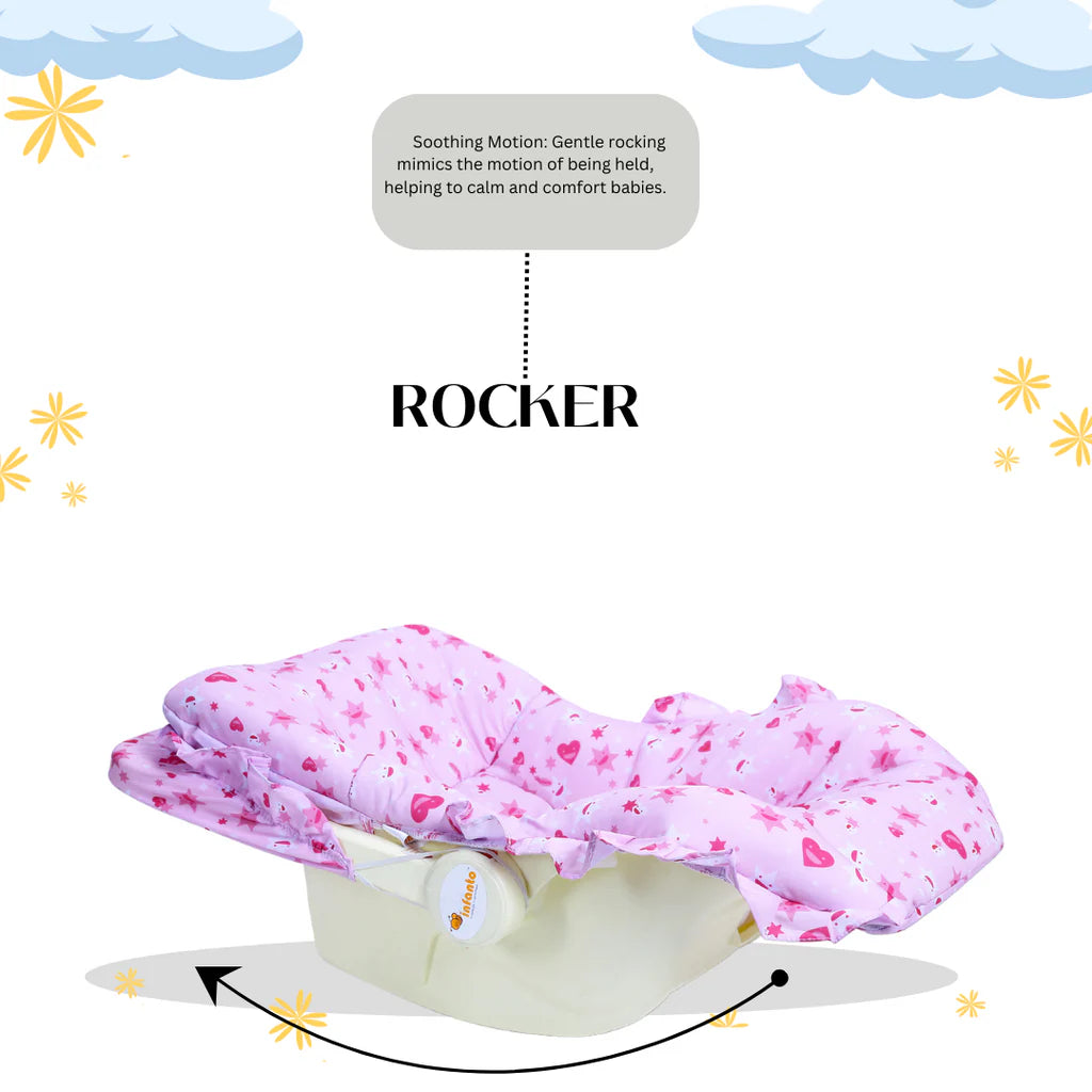 INFANTO Babylove Carry Cot / Carry Rocker - Deluxe-RB45A-DLX (Print may vary)