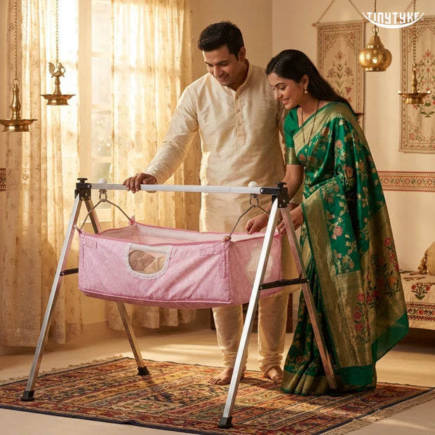 TinyTyke- Manual Baby Cradle Square Pipe - Semi Foldable