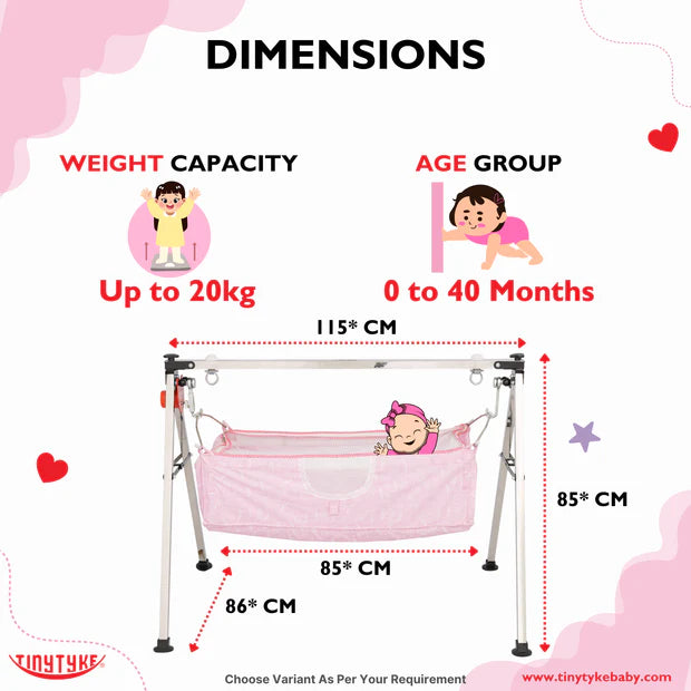 TinyTyke- Automatic Baby Cradle Square Pipe - Semi Foldable