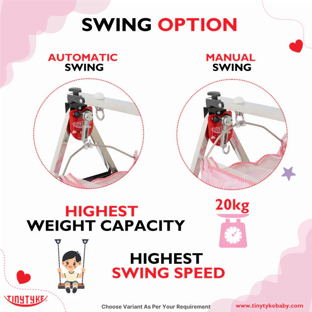 TinyTyke- Automatic Baby Cradle Square Pipe - Semi Foldable