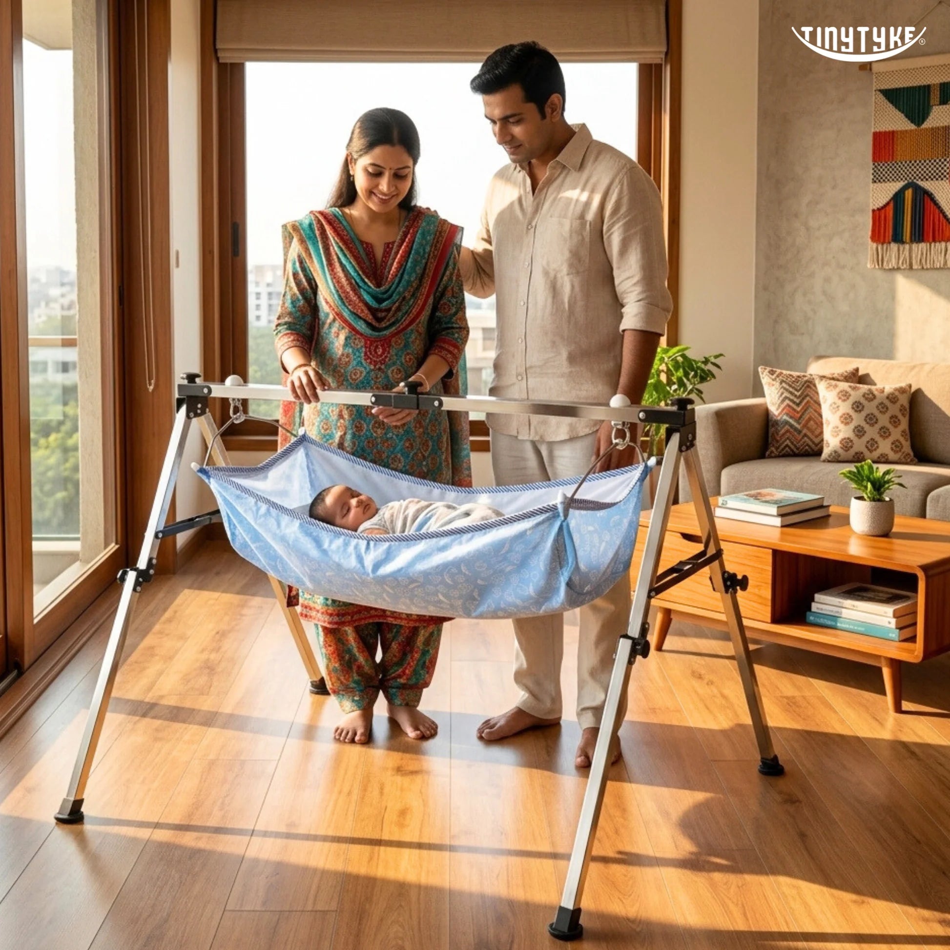 TinyTyke- Manual Baby Cradle Square Pipe - Fully Foldable