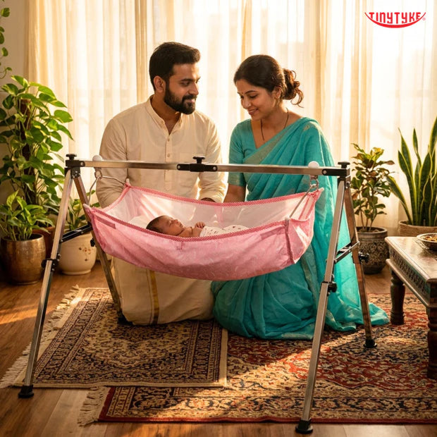 TinyTyke- Manual Baby Cradle Square Pipe - Fully Foldable