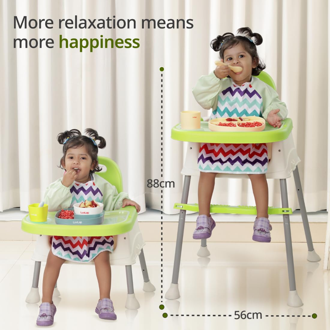 LuvLap 4 in 1 Convertible Baby High Chair with footrest, Convertible to High Chair, Low Chair, &Booster Seat,Certified as per European Standard,essential for baby feeding