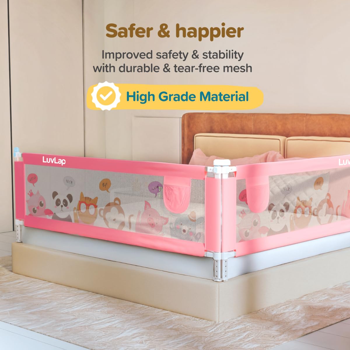 Luvlap Comfy Baby Bed Rail Guard (180cmx72cm), Bed Rails for Baby & Toddler Safety, Portable, Adjustable Height, Single Side Bed Rail,
