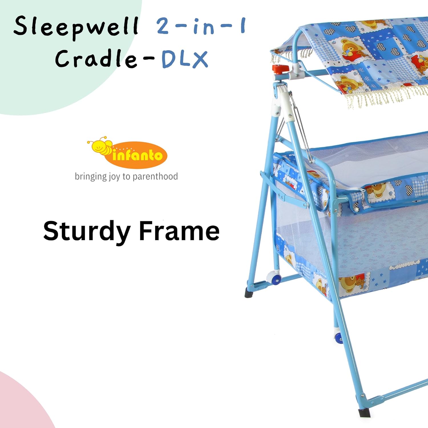 INFANTO 2 in 1 Sleepwell Baby Cradle-DELUXE (Print may vary) CC31 DLX