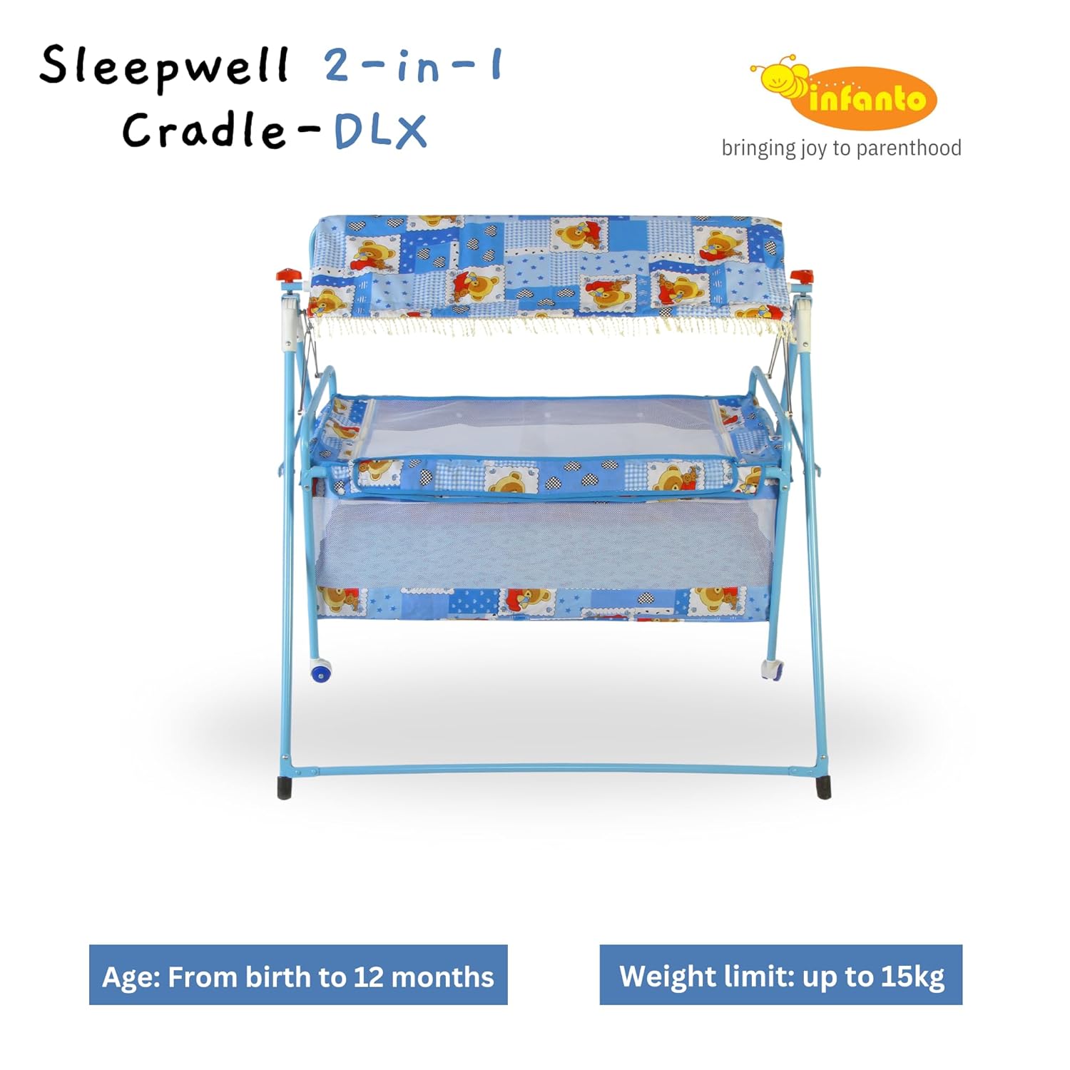 INFANTO 2 in 1 Sleepwell Baby Cradle-DELUXE (Print may vary) CC31 DLX