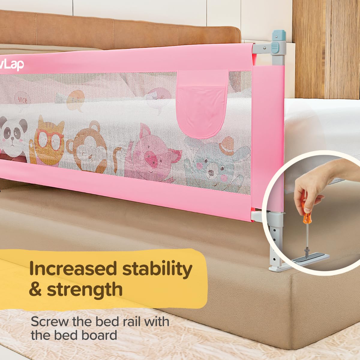 Luvlap Comfy Baby Bed Rail Guard (180cmx72cm), Bed Rails for Baby & Toddler Safety, Portable, Adjustable Height, Single Side Bed Rail,