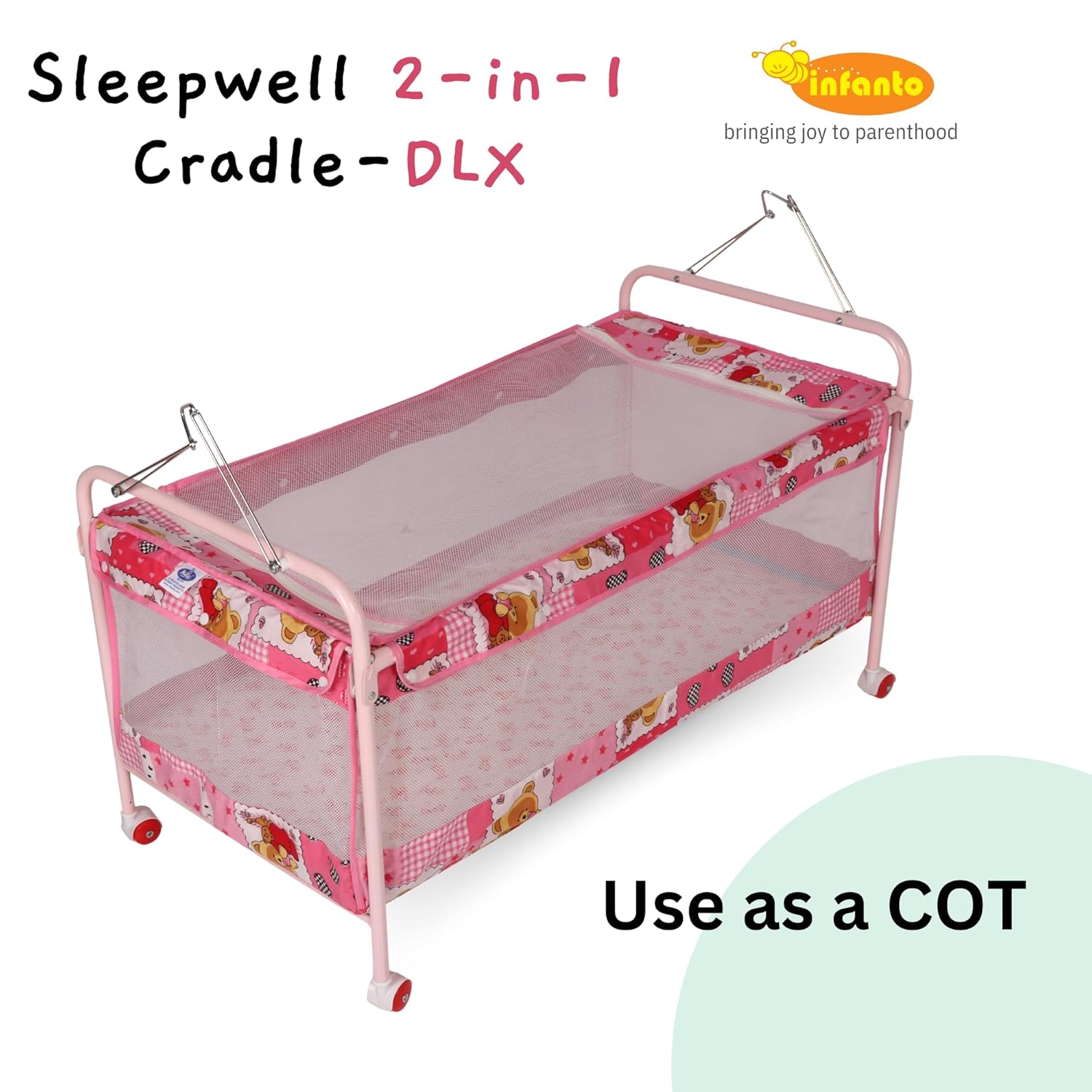 INFANTO 2 in 1 Sleepwell Baby Cradle-DELUXE (Print may vary) CC31 DLX