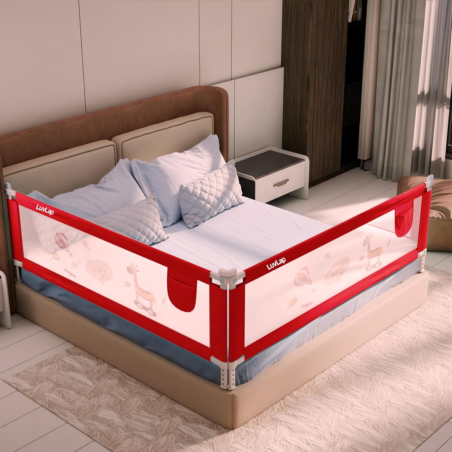 Luvlap Comfy Baby Bed Rail Guard (180cmx72cm), Bed Rails for Baby & Toddler Safety, Portable, Adjustable Height, Single Side Bed Rail,