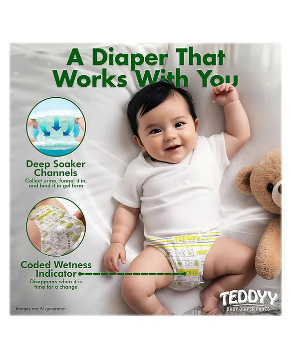 Teddyy Easy Baby Pant Style Diaper Large Size - 42 Pieces