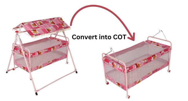 INFANTO 2 in 1 Sleepwell Baby Cradle-DELUXE (Print may vary) CC31 DLX