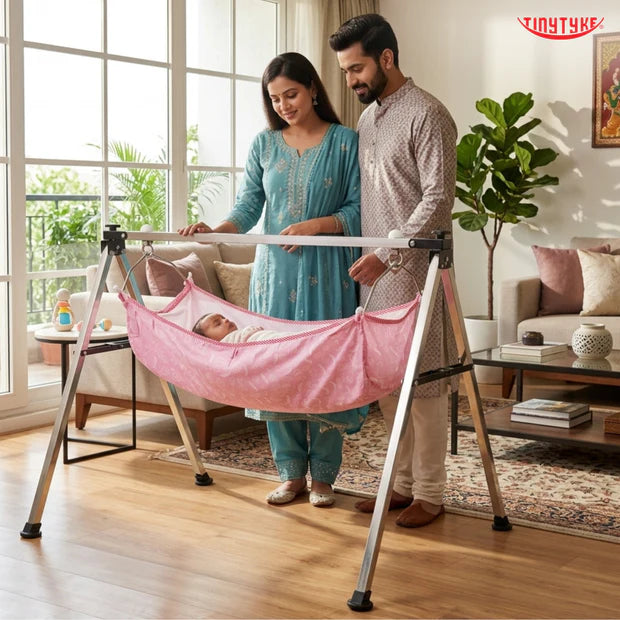 TinyTyke- Manual Baby Cradle Square Pipe - Semi Foldable
