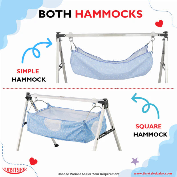 TinyTyke- Manual Baby Cradle Square Pipe - Semi Foldable