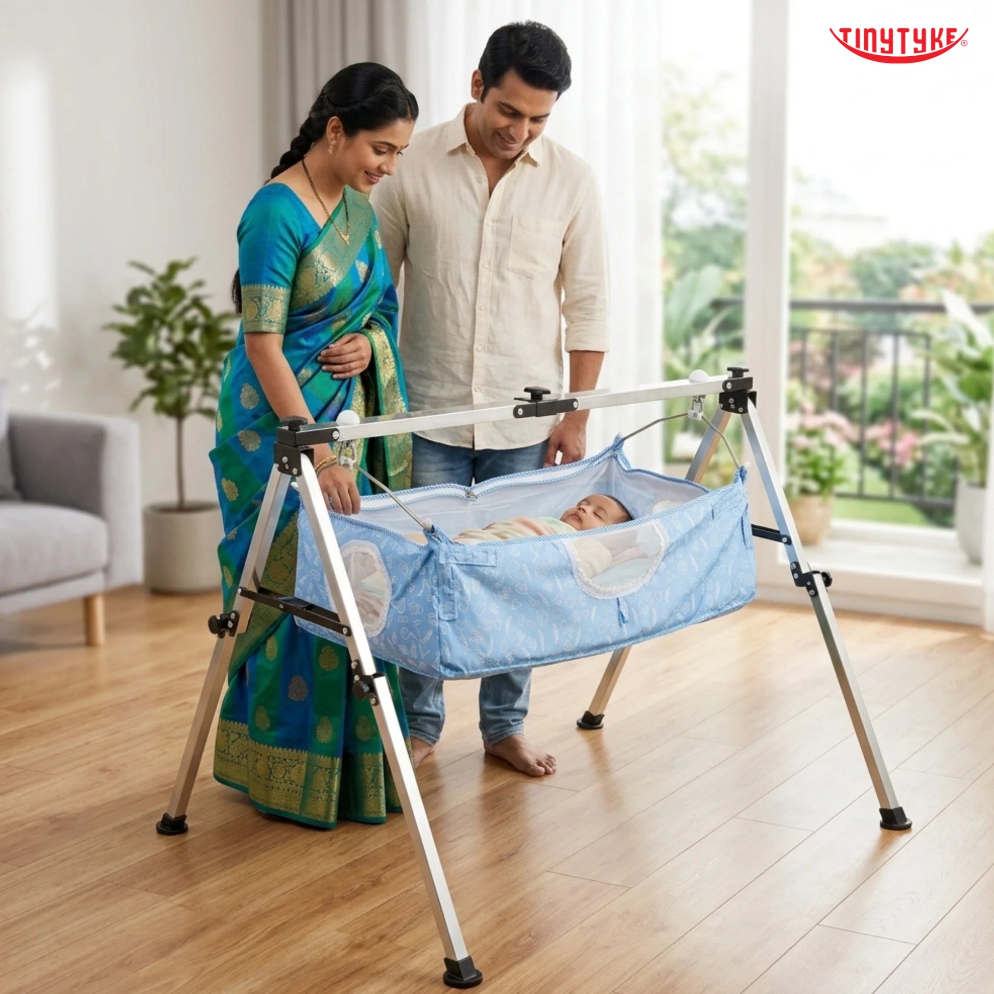 TinyTyke- Manual Baby Cradle Square Pipe - Fully Foldable
