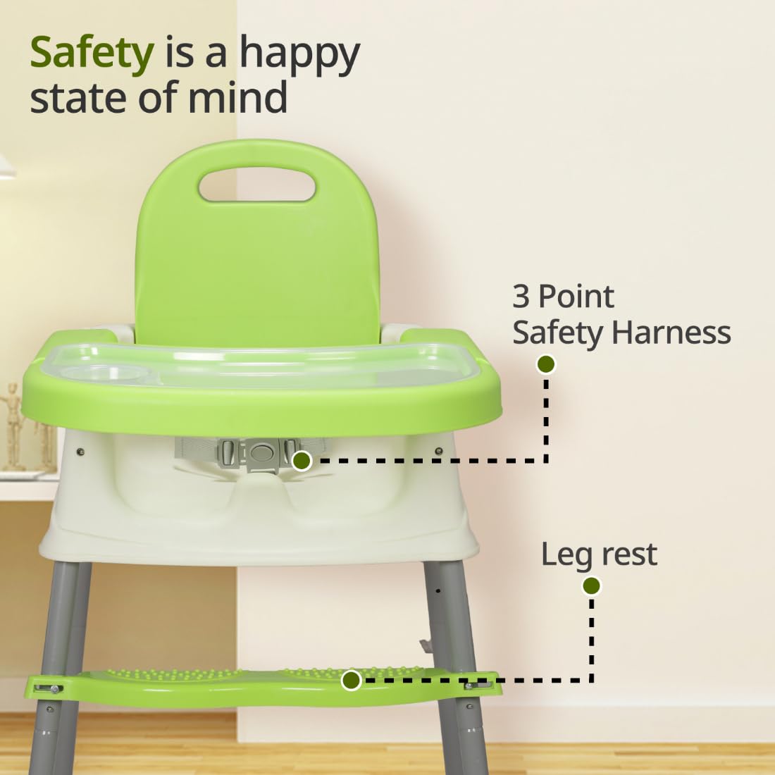 LuvLap 4 in 1 Convertible Baby High Chair with footrest, Convertible to High Chair, Low Chair, &Booster Seat,Certified as per European Standard,essential for baby feeding