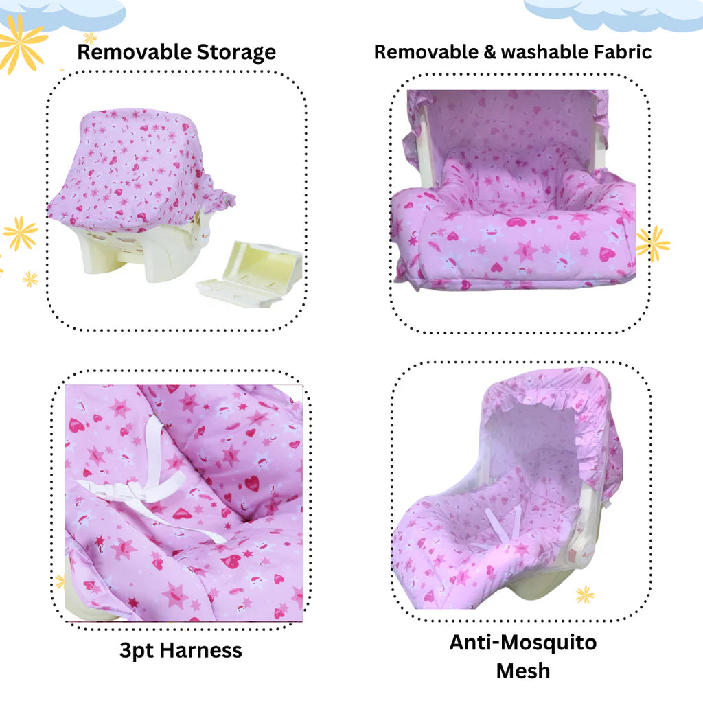 INFANTO Babylove Carry Cot / Carry Rocker - Deluxe-RB45A-DLX (Print may vary)