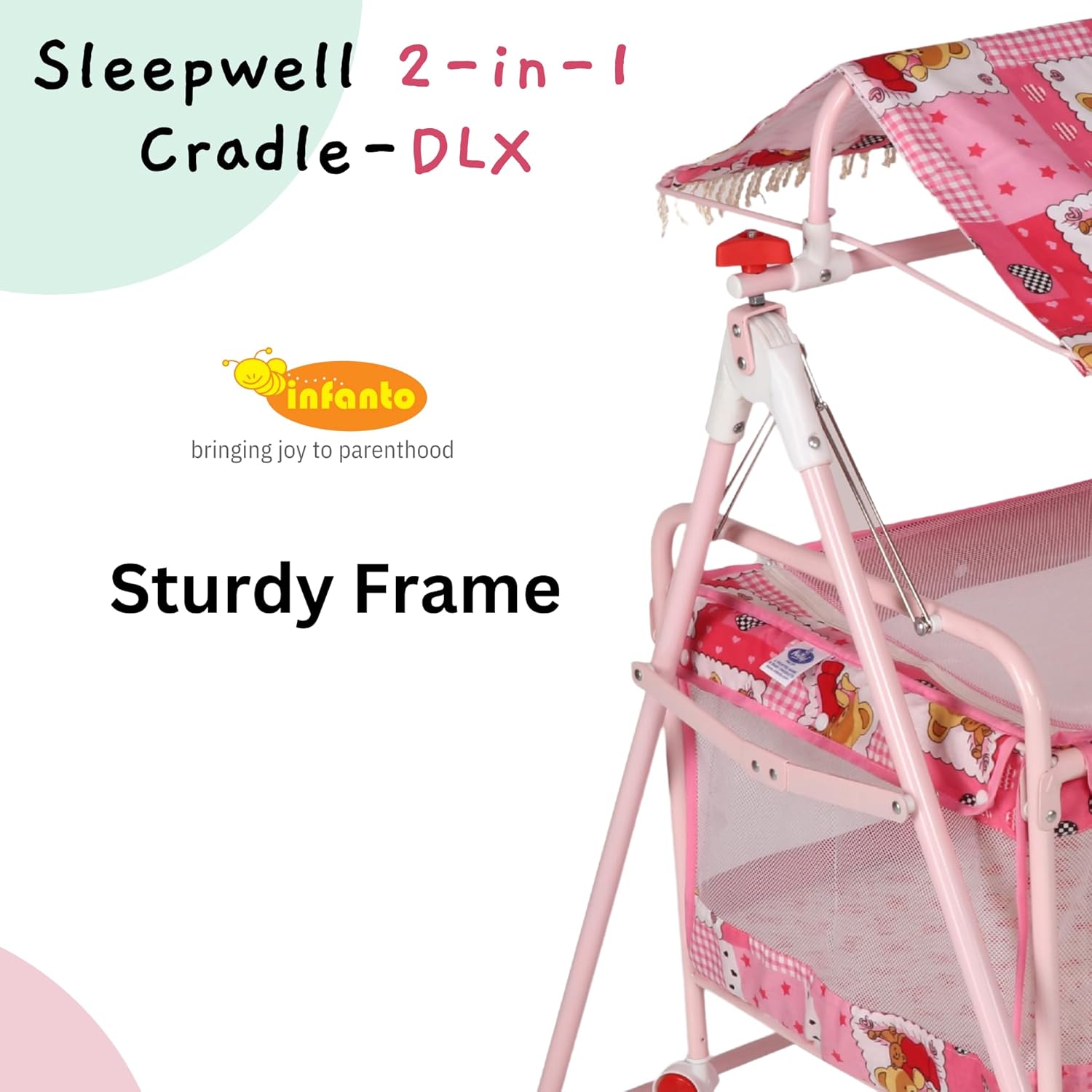 INFANTO 2 in 1 Sleepwell Baby Cradle-DELUXE (Print may vary) CC31 DLX