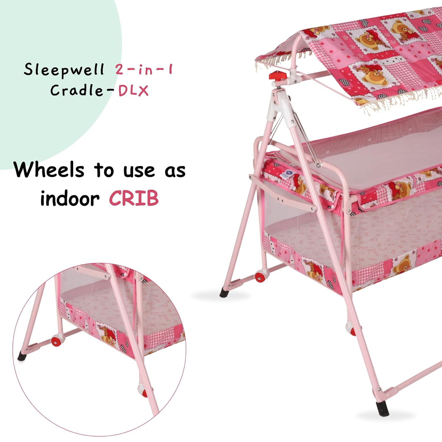 INFANTO 2 in 1 Sleepwell Baby Cradle-DELUXE (Print may vary) CC31 DLX