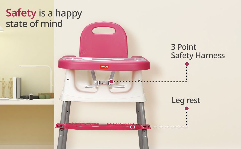 LuvLap 4 in 1 Convertible Baby High Chair with footrest, Convertible to High Chair, Low Chair, &Booster Seat,Certified as per European Standard,essential for baby feeding
