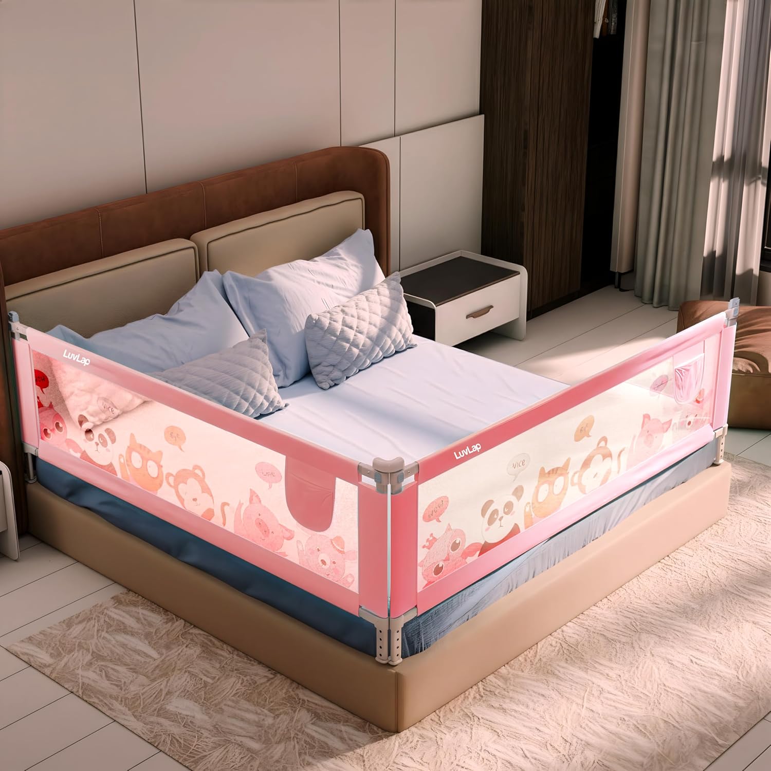 Luvlap Comfy Baby Bed Rail Guard (180cmx72cm), Bed Rails for Baby & Toddler Safety, Portable, Adjustable Height, Single Side Bed Rail,