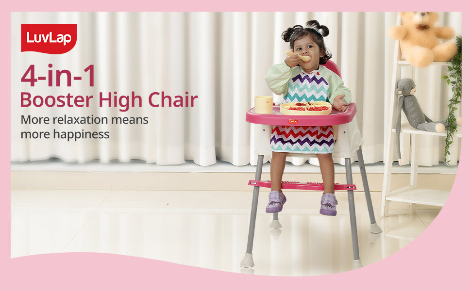 LuvLap 4 in 1 Convertible Baby High Chair with footrest, Convertible to High Chair, Low Chair, &Booster Seat,Certified as per European Standard,essential for baby feeding